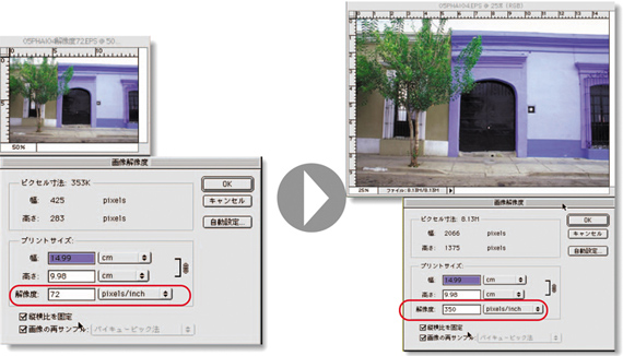 PhotoShop解像度を上げる